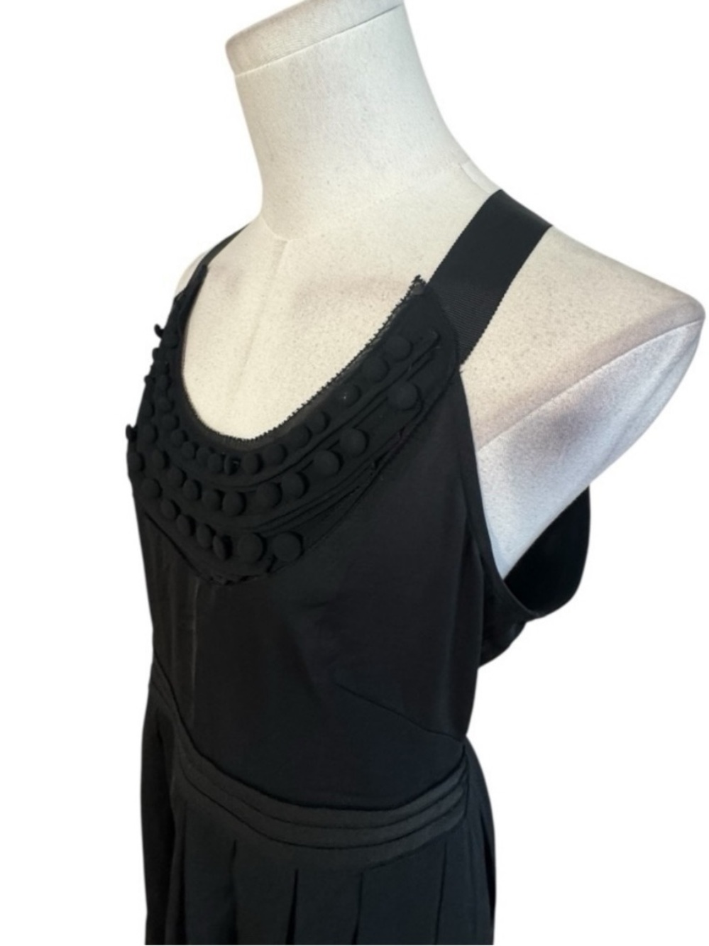 LOFT Black Sleeveless Dress with Decorative Yoke